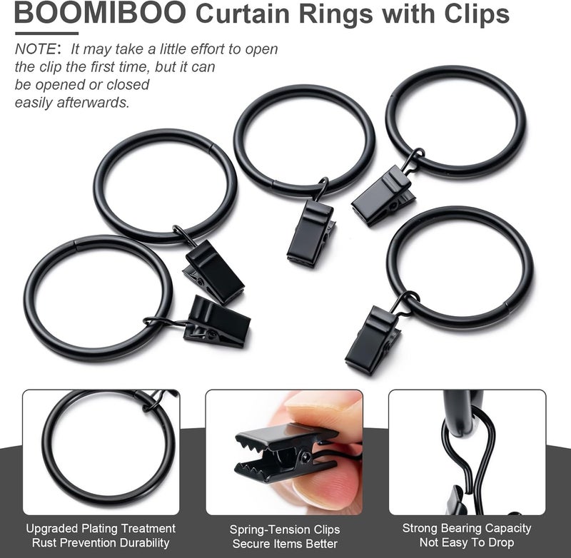 BOOMIBOO 40 Pack Curtain Rings with Clips, Drapery Clips with Rings, Hangers Drapes Rings, Drapery Rings 1.5 inch, Fits up to 1.2 inch Diameter Curtain Rod, for Hanging Drapes Bows Hat and So On - Image 4